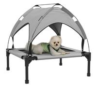 PawHut Cama para Perros Elevada con Toldo Cama para Perros Grandes con Marco de Acero y Bolsa de Transporte para Interior y Exterior 76x61x69,5 cm Gris