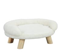 PawHut Cama Sofá Desmontable para Perros y Gatos de Peluche con Respaldo 47x40x20 cm Crema Aosom España
