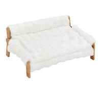 PawHut Camita para Perros y Gatos Elevada en Peluche, Funda Extraíble, Patas Antideslizantes, Estilo Sofá, Blanco