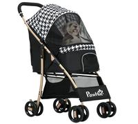 PawHut Carrito para Mascotas con 2 Puertas Ventana de Malla Cesta de Almacenamiento Cuerda de Seguridad 80x44,5x97 cm Negro