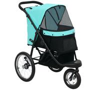 PawHut Carrito para perros, cochecito para mascotas para perros y gatos pequeños, con cesta de almacenamiento, diseño plegable de un solo clic, turquesa