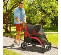 PawHut Carrito para perros Dog Buggy plegable para perros y gatos grandes de hasta 30 kg Cat Buggy Negro