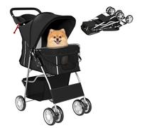 PawHut Carrito para Perros Gatos Plegable hasta 10 kg 77x44x102 cm Negro