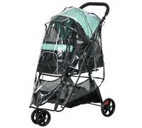 PawHut Carrito para Perros Pequeños con Cesta de Almacenaje Cubierta para Lluvia y Ventana de Malla 80,5x51,5x100 cm Verde