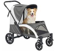 PawHut Carrito para Perros Plegable 25 kg Freno 124x67x100 cm Gris Oscuro