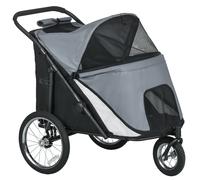 PawHut Carrito para Perros, plegable, abatible, cojín suave, marco de acero, Gris/Negro Aosom España