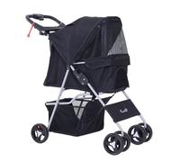 PawHut Cochecito para Mascotas Plegable con Toldo Ajustable Cesta de Almacenaje y Ruedas con Freno Tela Oxford 75x46x94 cm Negro Aosom España