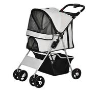 PawHut Cochecito para Mascotas Plegable Carrito para Perros con Toldo Ajustable Cesta de Almacenaje y Ruedas con Freno 75x46x94 cm Gris Aosom España