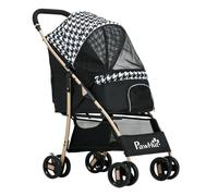 PawHut Cochecito para Perros Plegable Carrito para Mascotas con 2 Puertas Ventana de Malla Cesta de Almacenamiento Cuerda de Seguridad y Cojín