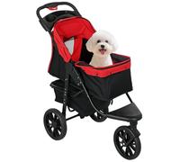 PawHut Carrito para Perros Plegable con 3 Ruedas 109,5x57,5x106,5 cm Rojo