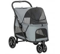 PawHut Carrito para Perros Plegable con 3 Ruedas Ventanas de Malla Carrito Perro Grande Todo Terreno Carga 20 kg 92x63x95 cm Gris Aosom España