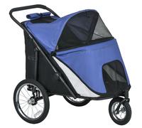 PawHut Carrito para Perros, plegable, con capota abatible, cojín, marco de acero, Azul/Negro Aosom España