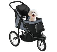 PawHut Carrito para Perros Plegable con Cesta 3 Ruedas 111x58x107 cm Gris