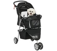 PawHut Carrito para Perros Plegable con Ruedas 10 kg 77x44x102 cm Negro
