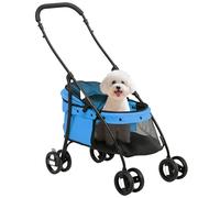 PawHut Carrito para Perros Plegable para Perros Pequeños Carga 10 kg Azul