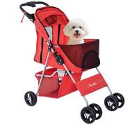 PawHut Carrito para Perros Plegable Pequeños 15 kg 77x45x99,5 cm Rojo