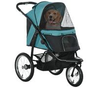 PawHut Carrito para Perros, plegable, Protección solar, Ventanas de malla, Cesta de almacenamiento, Verde oscuro, 111x58x107 cm Aosom España