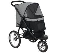 PawHut Carrito para Perros y Gatos Plegable hasta 10 kg Cochecito para Perros Pequeños de 3 Ruedas Grandes de Goma Gris