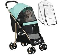 PawHut Carrito perro cubierta lluvia plegable mascotas pequeñas Verde