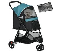 PawHut Carrito plegable 2 en 1 para perro/gato hasta 10 kg verde oscuro