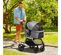 PawHut Carro para perros, cochecito para perros 2 en 1, trágico, carrito para perros plegable Negro