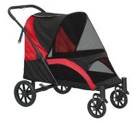 PawHut Carro para Perros, Cochecito para perros plegable para perros grandes, Carrito para mascotas con 4 ruedas correas de seguridad Aosom España