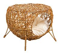 PawHut Casa cama para gatos sobre soporte Ø40x32 cm Marrón claro
