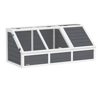 PawHut Casa de Madera para Tortugas con Tapa abrible, 120x55x50 cm, Gris | Recinto para tortugas exterior, Animales pequeños, Pestillos, 2 espacios separados, Jaula para conejos sin fondo