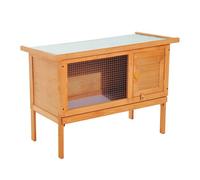 PawHut Casa para Conejos Exterior Conejera Grande de Patas Elevadas con Bandeja Extraíble Fácil de Limpiar Estable Buena Ventilación 90x45x65cm Color Madera