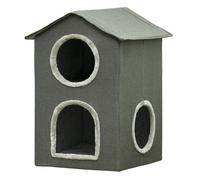 PawHut Casa para Gatos Cama para Gatos Cueva para Gatos con 3 Puertas y Cojín Lavable 42x46x59,5 cm Gris