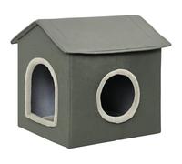 PawHut Casa para Gatos con 2 Puertas y Cojín Lavable, Cama Cueva 39x43,5x40,5 cm Gris