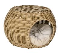 PawHut Casa para Gatos con cojín Suave Ø40x30 cm Marrón Claro