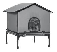 PawHut Casa para Gatos Plegable con Cojín Cama Elevada Resistente al Agua 62x58,5x60 cm Gris Aosom España