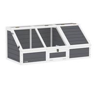 PawHut Casa para Tortugas de Madera sin Base con Tapas Abatible Puerta Frontal Abrible y Pestillos 120x55x50 cm Gris Claro