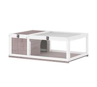 PawHut Casa para Tortugas de Madera, Terrario para Reptiles con Techo de Malla, Paneles Laterales Transparentes Extraíbles y Pestillo de Seguridad,