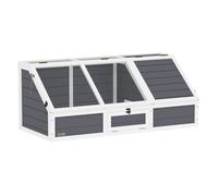 PawHut Casa para Tortugas de Madera, Terrario para Reptiles sin Base con Tapas Abatibles, Puerta Frontal Abrible y Pestillos de Seguridad, Caseta para Tortugas, 120x55x50 cm, Gris Claro