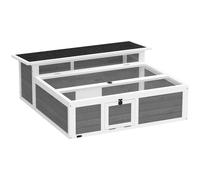 PawHut Casa para Tortugas de Madera Terrario para Reptiles Ventana Transparente Techo Abatible 113x106,5x44,5 cm Gris Oscuro
