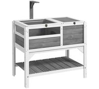 PawHut - Casa para Tortugas en Patas con Estante de Almacenamiento, de Madera de Abeto, Interior y Exterior, Color Blanco 103 x 84 x 51 cm, Color Gris Claro
