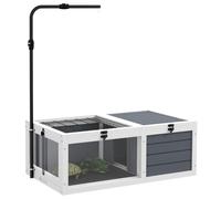 PawHut Casa para Tortugas Recinto con Soporte de lámpara Ajustable Gris | Mesa de madera para tortugas, Tapas abatibles, Bandejas extraíbles