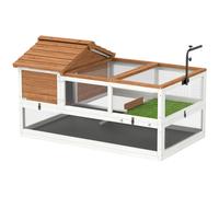 PawHut Casa para tortugas, recinto de 2 niveles, soporte para lámpara, jaula para pequeños animales, Naranja