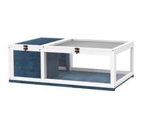 PawHut Casa recinto jaula hábitat para pequeños animales tortugas con 2 espacios 91 x 60,5 x 32 cm madera maciza azul Aosom España