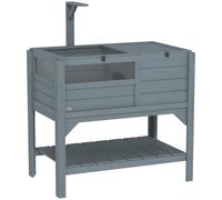 PawHut Casa recinto para tortugas elevado con estante de almacenamiento en madera de pino - 103x84x51 cm Aosom España