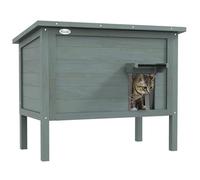 PawHut Casa resistente al invierno, impermeable, con techo de asfalto, suelo, pies, cueva y caja de protección exterior, jardín, balcón, 85 x 50 x 68.5 cm