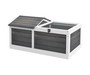 PawHut Casa Tortuga de Madera, Mesa para Tortugas, Escondite, Gris Oscuro