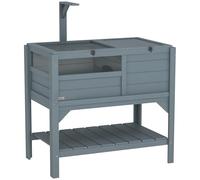 PawHut Casa Tortugas con Estante para Reptiles pequeños, de Madera, Gris