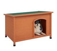 PawHut Caseta de madera para mascotas pequeñas con techo asfaltado, casa para perros con suelo extraíble, diseño elevado para exteriores, color gris, 100 x 65,5 x 68 cm
