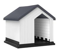 PawHut caseta Exterior para Perros, caseta de plástico para Perros, Refugio Impermeable con Ventana, fácil instalación, Perros pequeños, 62A x 61D x 60Hcm, Gris