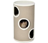 PawHut Caseta para gatos de 3 niveles con rascador de sisal y revestimiento de felpa, caseta para gatos de interior, varios niveles, diámetro 38 x 70 cm, marrón