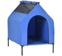 PawHut Caseta para Perros 130x85x121 cm Cama Elevada para Mascotas con Cubierta Desmontable y Ventanas de Malla para Perros Grandes y Extra Grandes