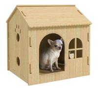PawHut Caseta para Perros Casa para Perros Interior con Ventana Diseño de Garra Hueca Casita para Perros y Gatos 49,5x41x51 cm Roble